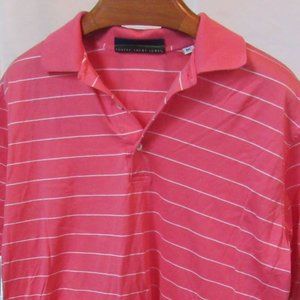 Robert Trent Jones Pink w/White Stripes Polo Size Medium 100% Cotton EUC